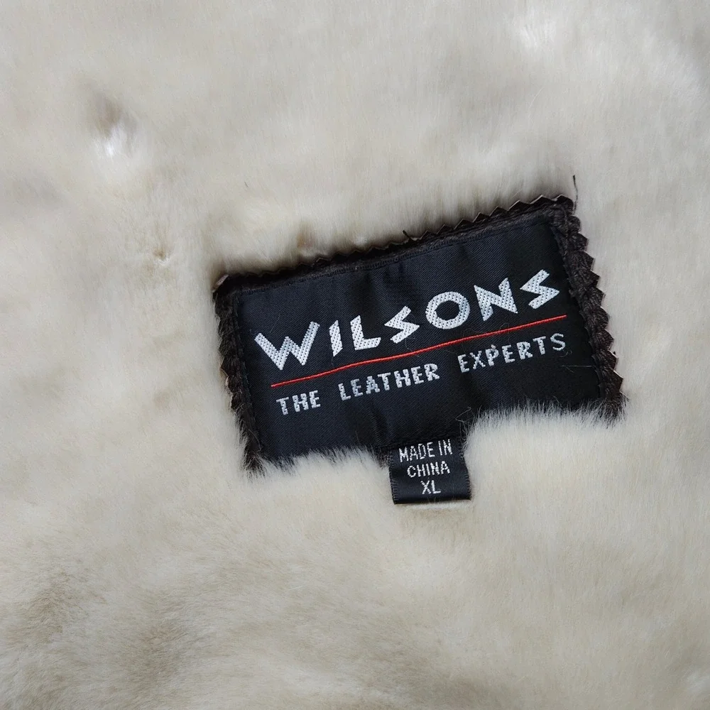 Wilsons Leather Men's B-3 Bomber Jacket Mens XL Brown Faux Fur Lined
